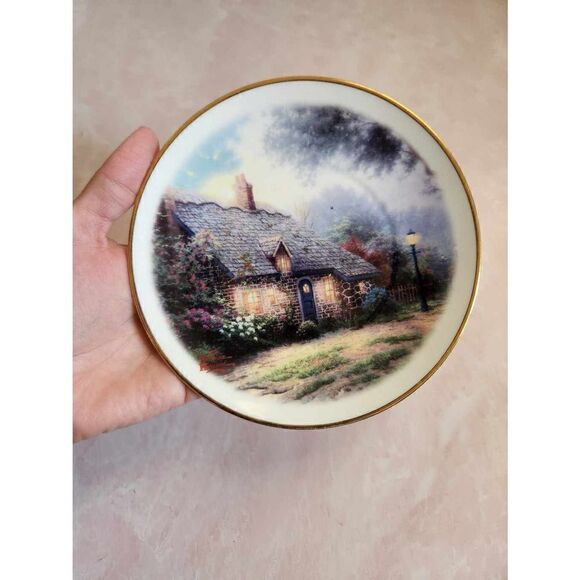 Thomas Kinkade Moonlight Cottage decorative collectible plate mini Teleflora gif - Picture 4 of 4